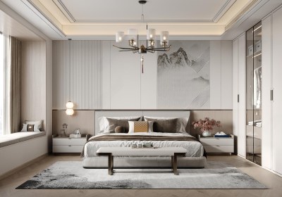 新中式家居卧室3D模型下载